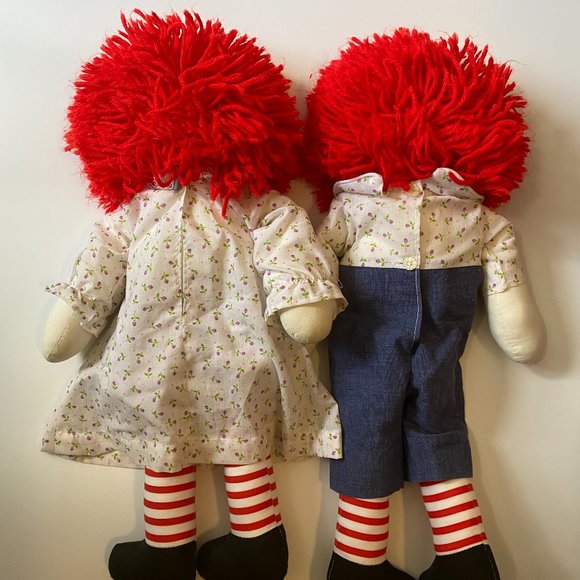 Raggedy Ann & Andy Dolls EUC white floral fabric - Picture 4 of 8